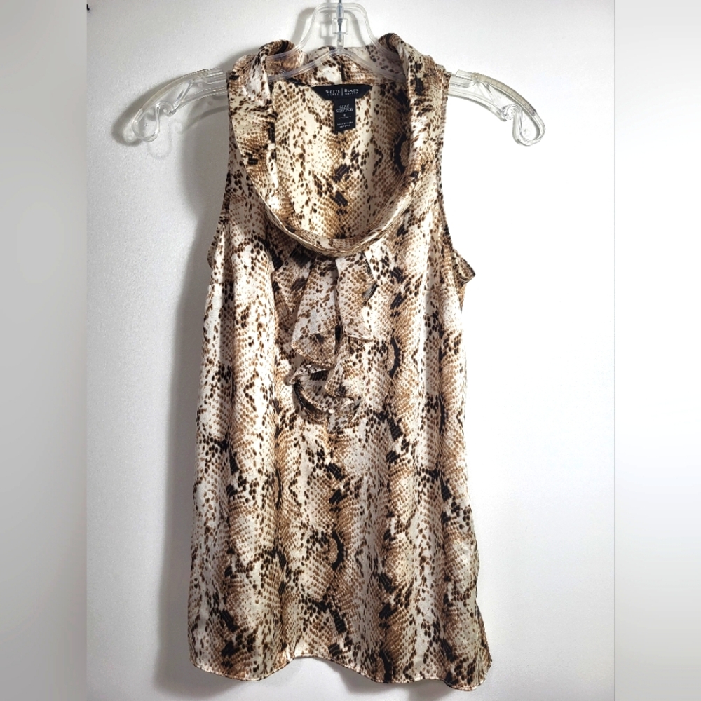 White House Black Market Brown and cream sleeveless blouse     women's 0  #2355
